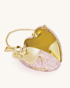 Maren Artificial Crystal Heart Shaped Bag - Pink