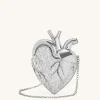 Maren Artificial Crystal Heart Shaped Bag - Silver
