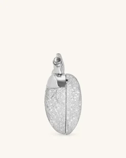 Maren Artificial Crystal Heart Shaped Bag - Silver