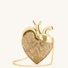 Maren Artificial Crystal Heart Shaped Bag - Gold