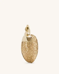 Maren Artificial Crystal Heart Shaped Bag - Gold