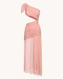 Mia Pleated Mesh Dress - Blush