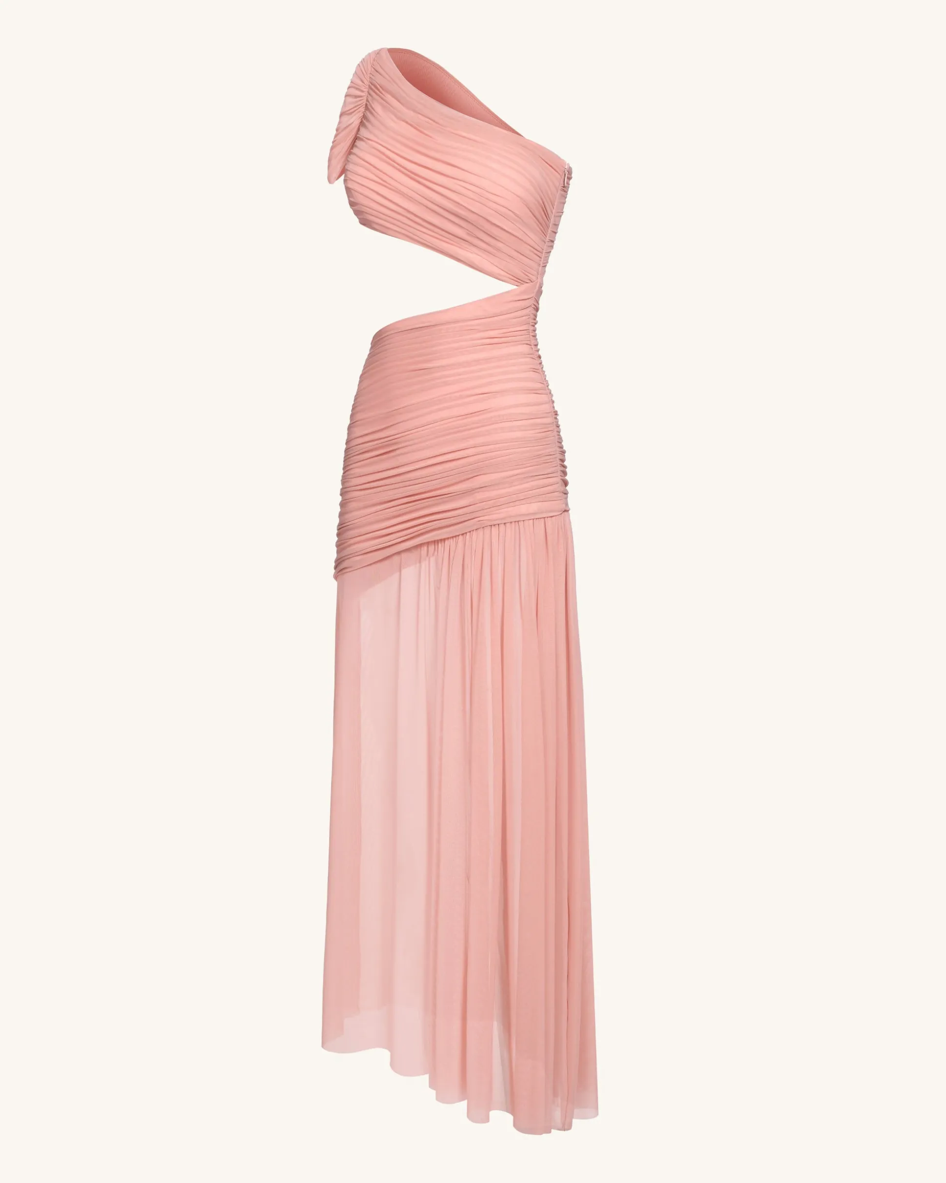 Mia Pleated Mesh Dress - Blush