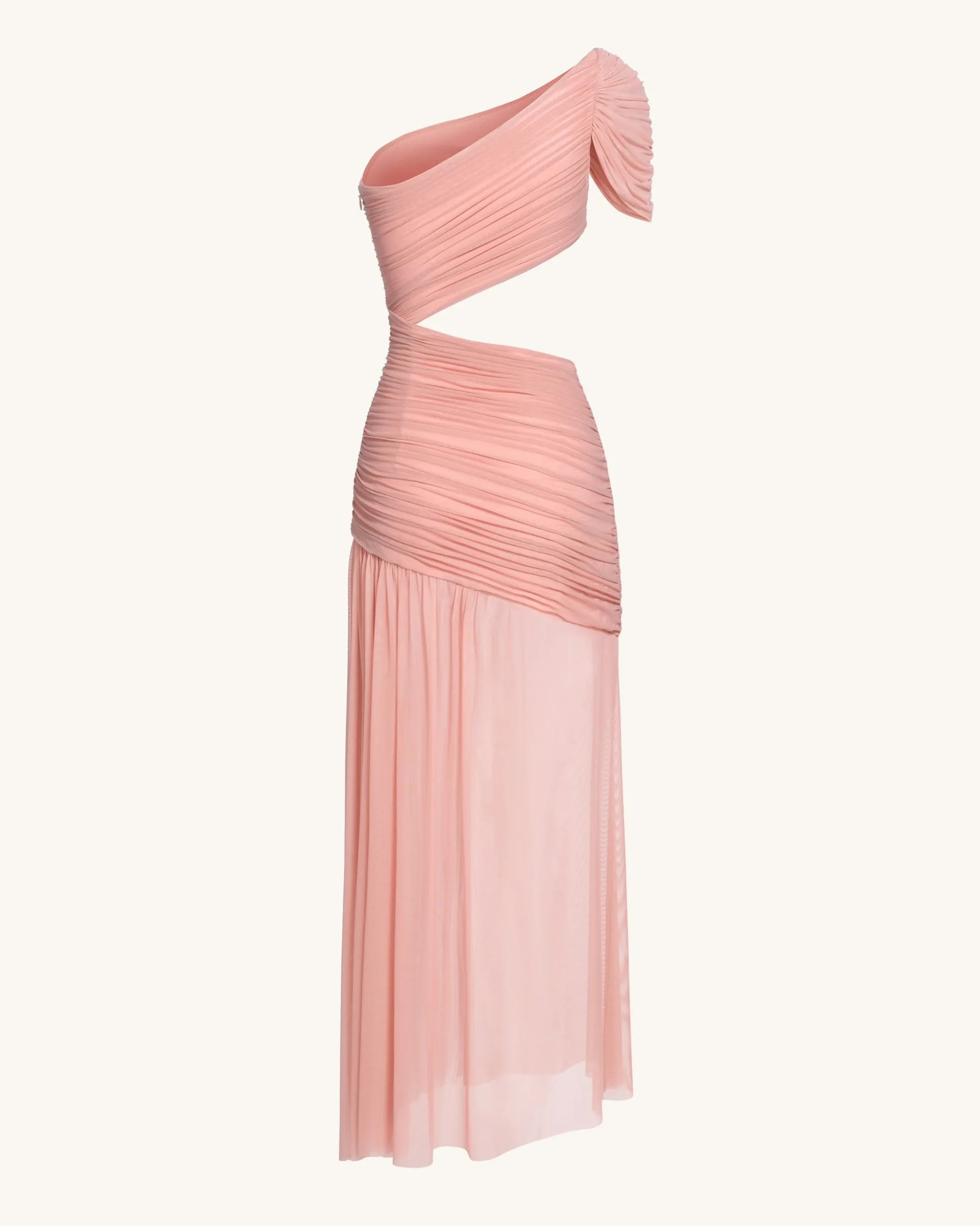 Mia Pleated Mesh Dress - Blush