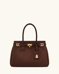 Miley Belt Embellished Tote Bag - Brown