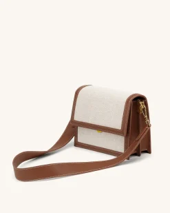 Mini Flap Crossbody - Beige Canvas