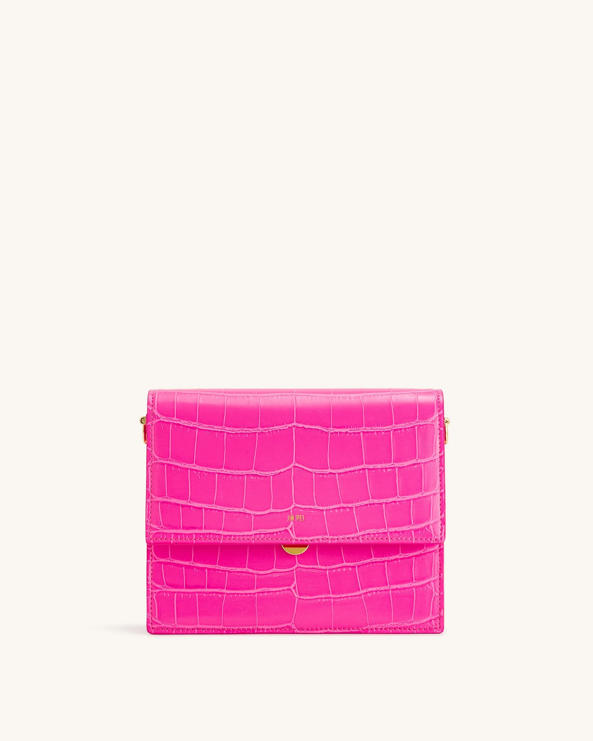Mini Flap Crossbody - Hot Pink Croc