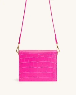 Mini Flap Crossbody - Hot Pink Croc