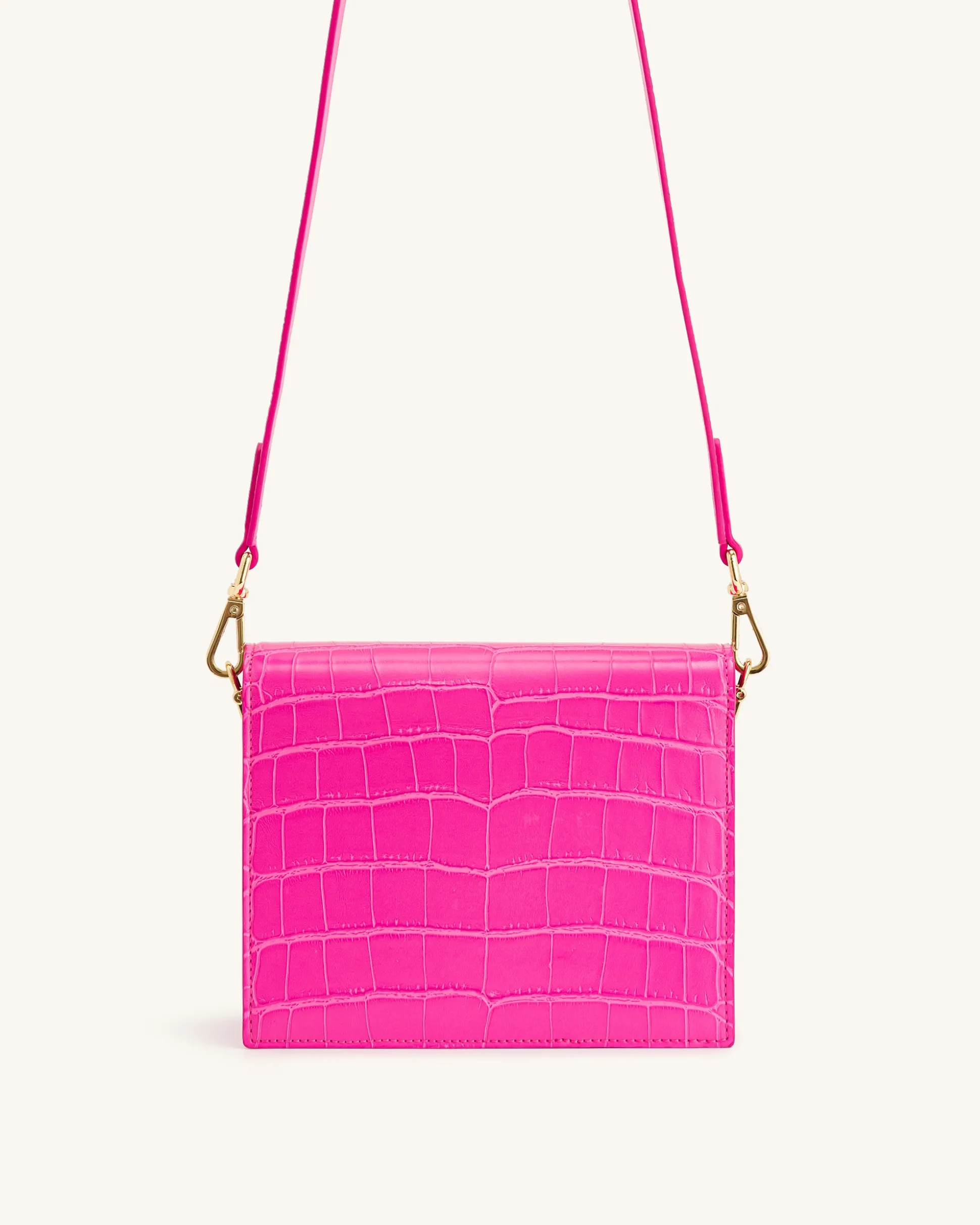 Mini Flap Crossbody - Hot Pink Croc