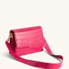 Mini Flap Crossbody - Magenta Croc