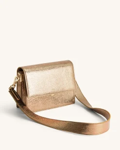 Mini Flap Metallic Crossbody - Ancient Gold Lizard