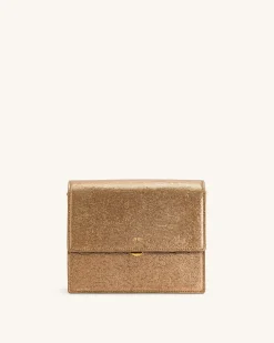 Mini Flap Metallic Crossbody - Ancient Gold Lizard