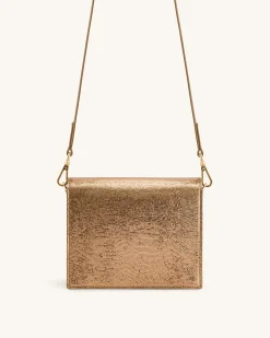 Mini Flap Metallic Crossbody - Ancient Gold Lizard