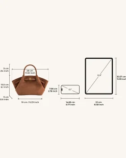 Mini Tote Bag Brown Faux Suede Women bag - JW PEI Hana