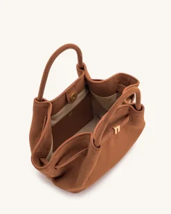 Mini Tote Bag Brown Faux Suede Women bag - JW PEI Hana