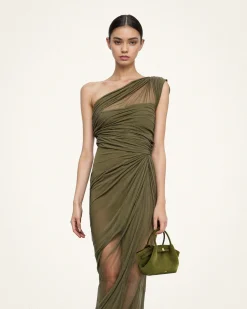 Mini Tote Bag Green Faux Suede Women bag - JW PEI Hana
