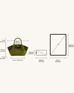 Mini Tote Bag Green Faux Suede Women bag - JW PEI Hana