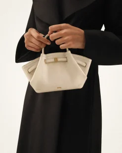 Mini Tote Bag White Faux Suede Women bag Beige - JW PEI Hana