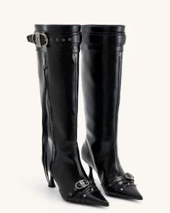 Nico Faux Fur Studded Boot - Black