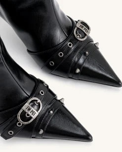 Nico Faux Fur Studded Boot - Black