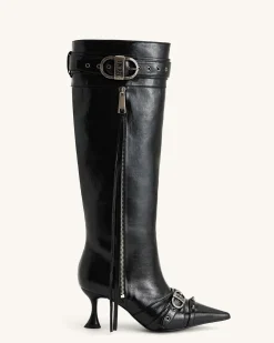 Nico Faux Fur Studded Boot - Black
