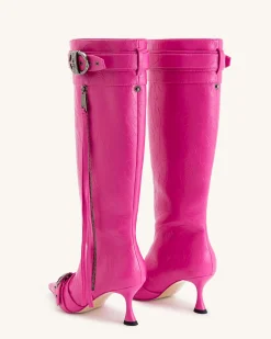 Nico Faux Fur Studded Boot - Bright Pink