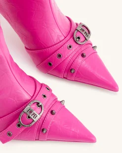 Nico Faux Fur Studded Boot - Bright Pink