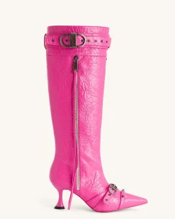 Nico Faux Fur Studded Boot - Bright Pink