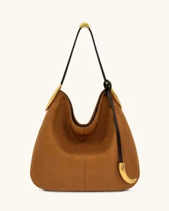 Nina Metal Charm Hobo Bag - Brown