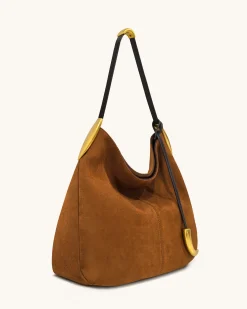 Nina Metal Charm Hobo Bag - Brown