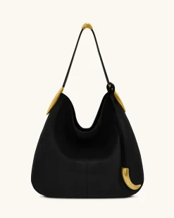 Nina Metal Charm Hobo Bag - Black