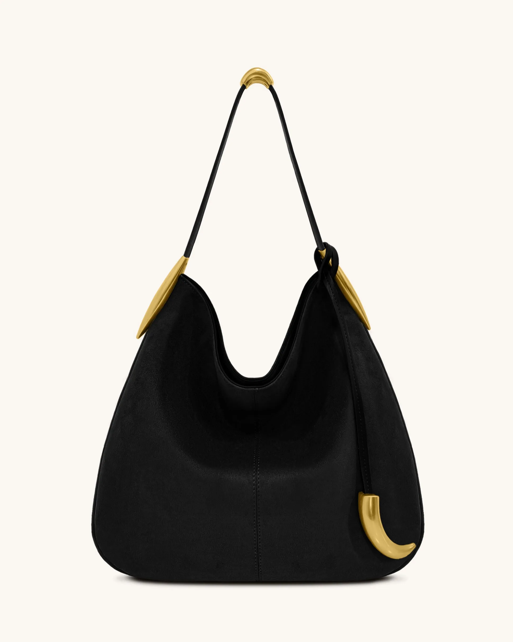 Nina Metal Charm Hobo Bag - Black