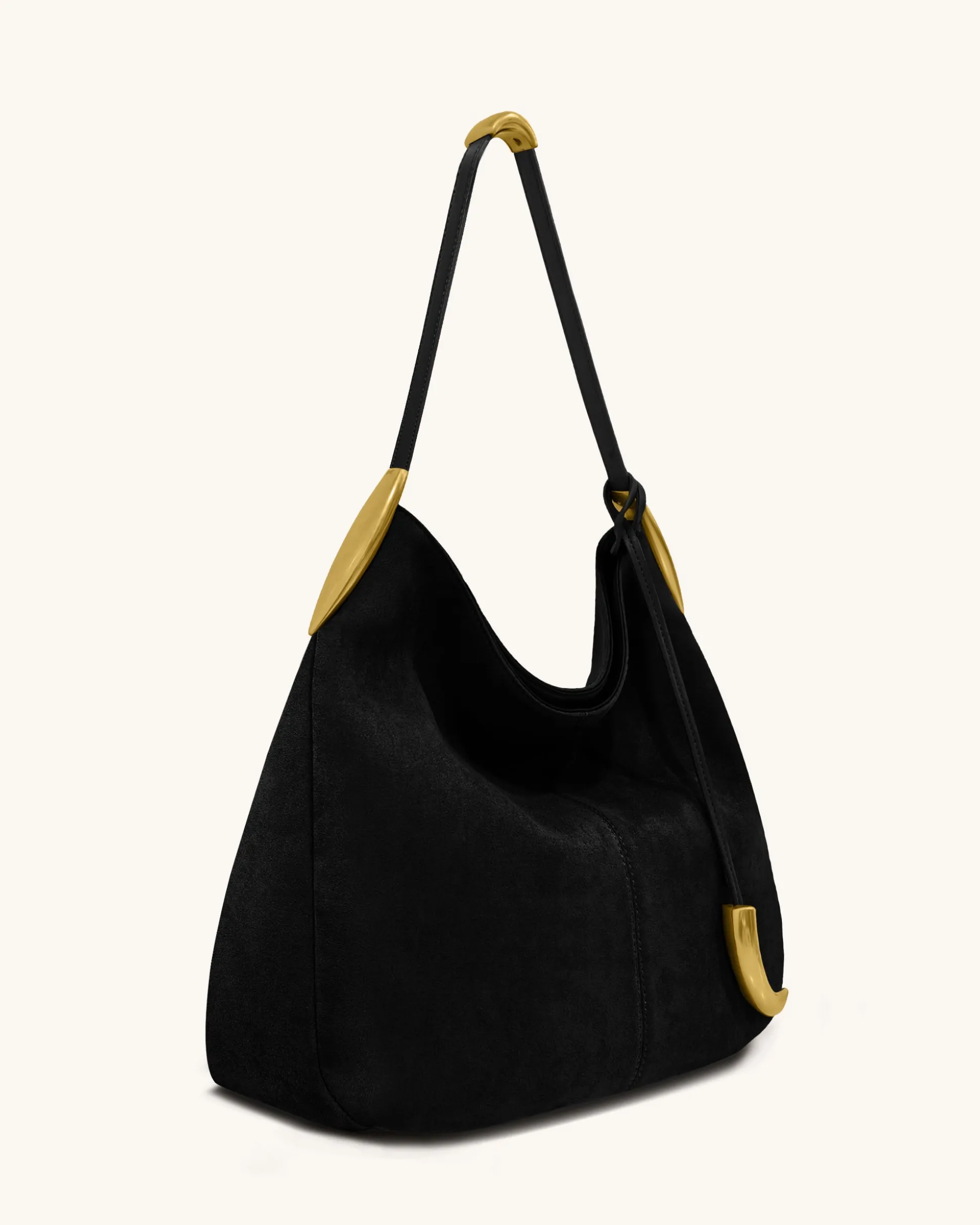 Nina Metal Charm Hobo Bag - Black