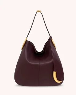 Nina Metal Charm Hobo Bag - Burgundy