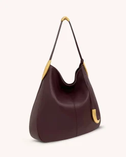Nina Metal Charm Hobo Bag - Burgundy