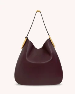 Nina Metal Charm Hobo Bag - Burgundy