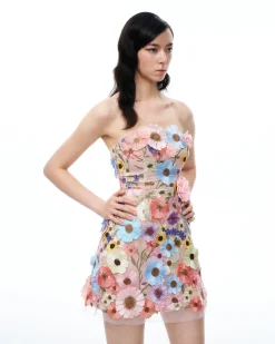 Odalys Floral Embroidered Mini Dress - Pastel Multi