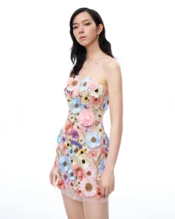 Odalys Floral Embroidered Mini Dress - Pastel Multi