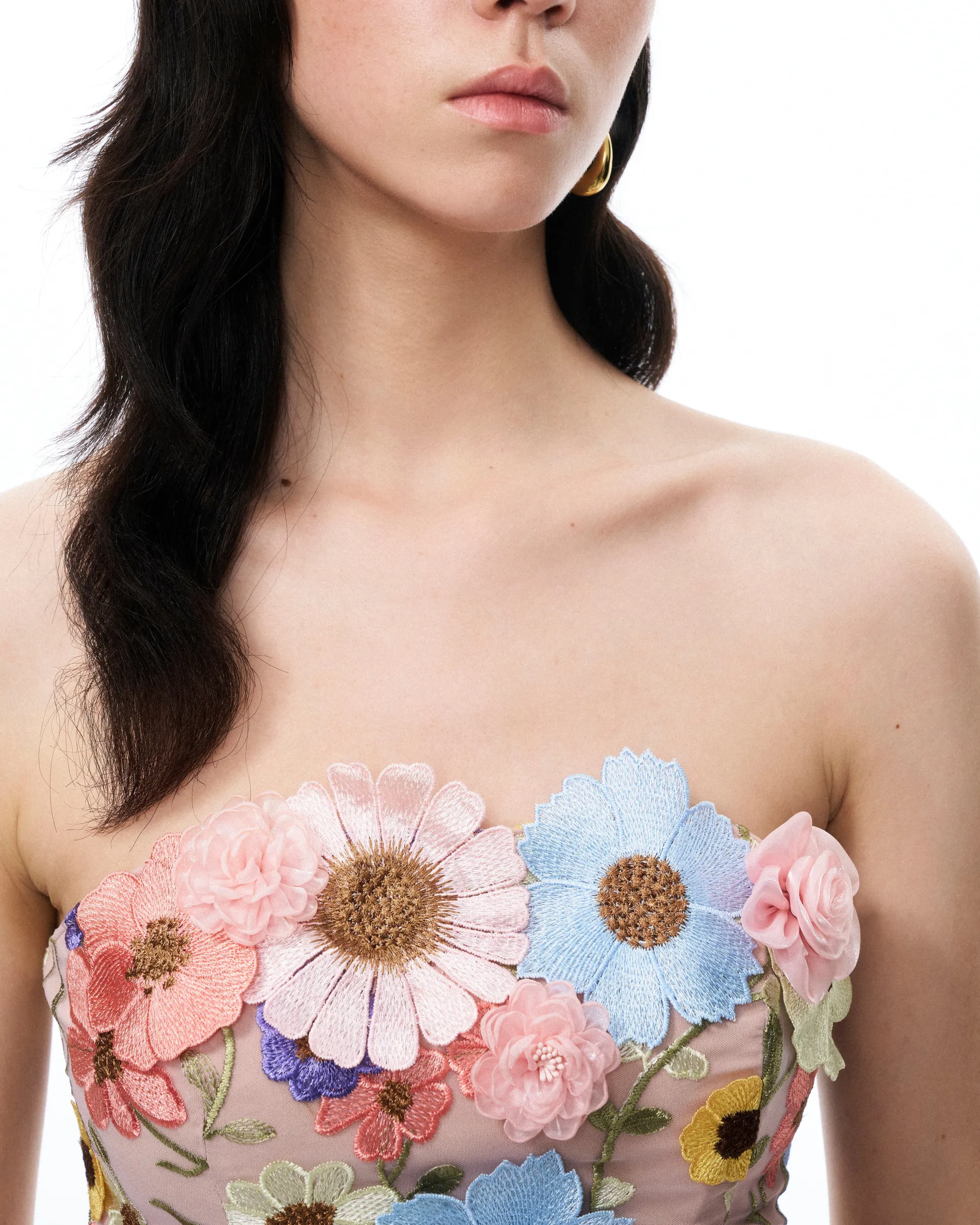 Odalys Floral Embroidered Mini Dress - Pastel Multi
