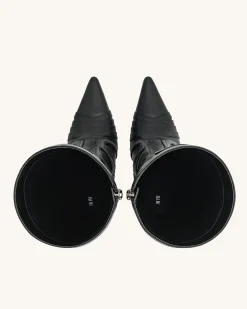 Odette Futuristic Heeled Bike Boots - Black