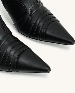 Odette Futuristic Heeled Bike Boots - Black