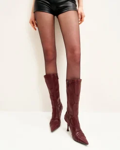 Odette Futuristic Heeled Bike Boots - Burgundy
