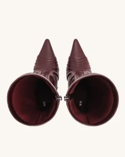 Odette Futuristic Heeled Bike Boots - Burgundy