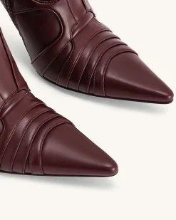 Odette Futuristic Heeled Bike Boots - Burgundy