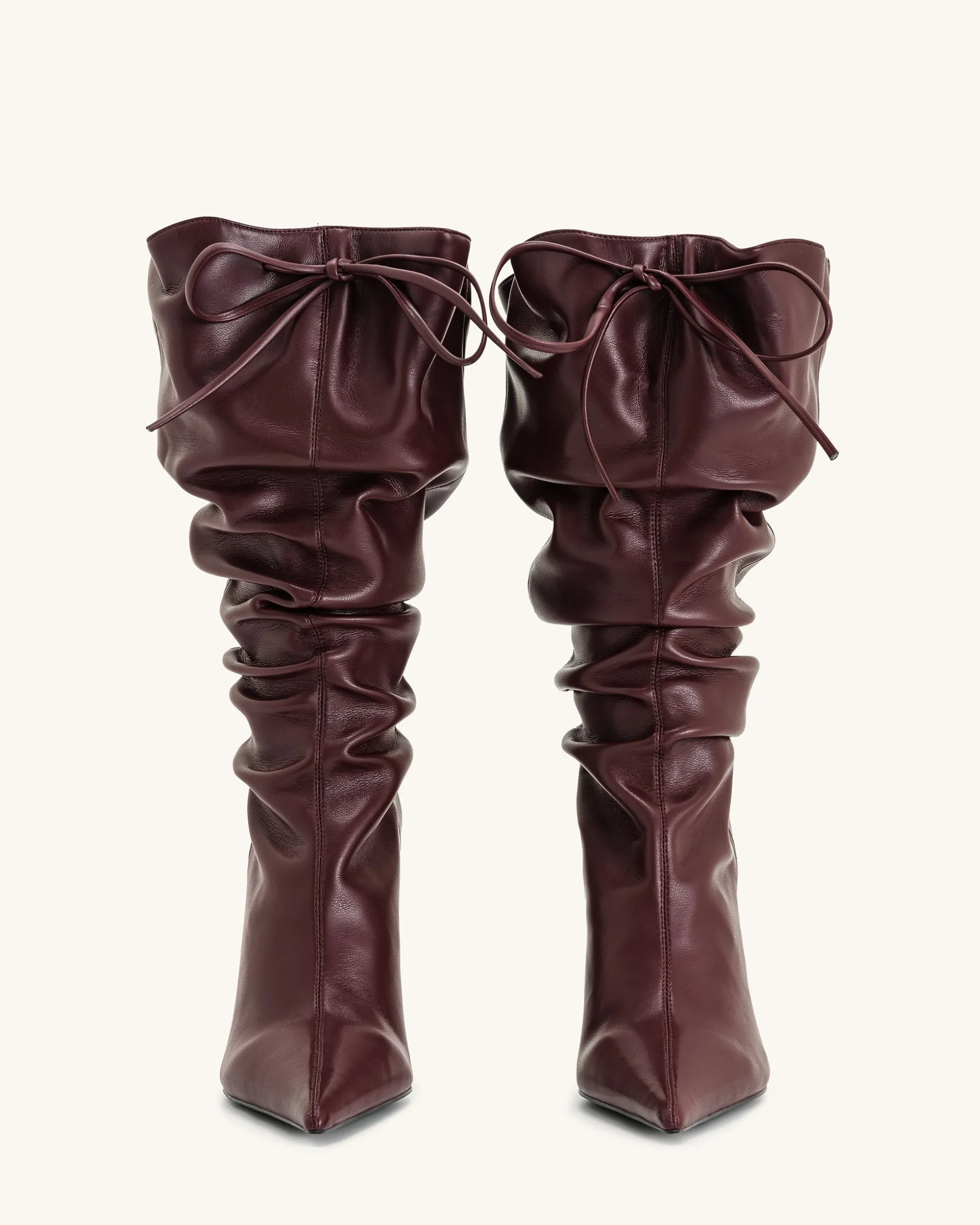Olivia Leather High Heel Boots - Burgundy