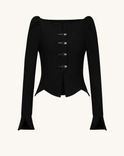 Olivia Puff Shoulder Blazer - Black