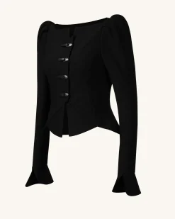 Olivia Puff Shoulder Blazer - Black