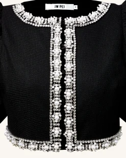 Pearl-Embellished Tweed Set - Black