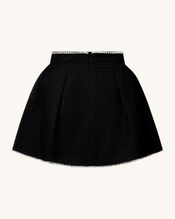 Pearl-Embellished Tweed Set - Black