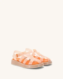 Piper Platform Sandal - Beige & Orange